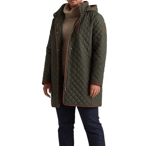 Ralph Lauren Diamond quilt jacket with faux leather trim XL NWT - Picture 4 of 17